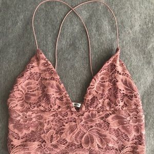 Lace, magenta, crop top